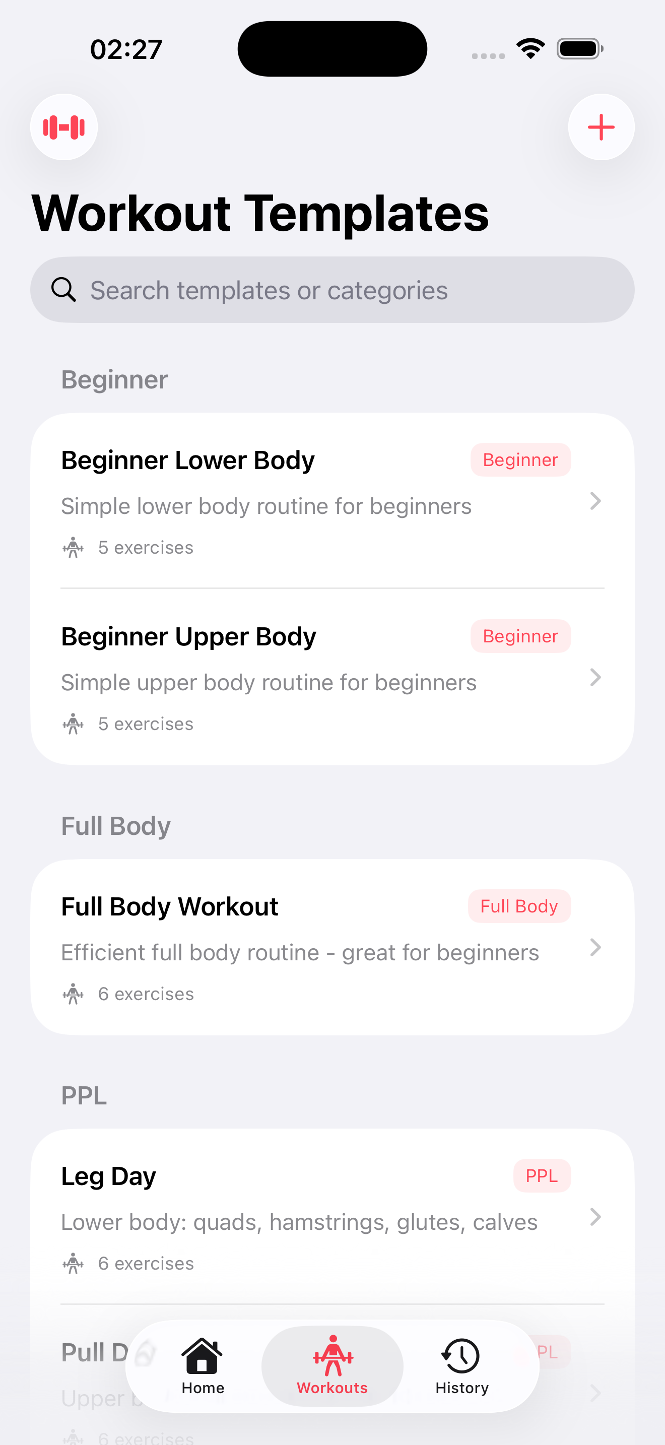 Workout Templates
